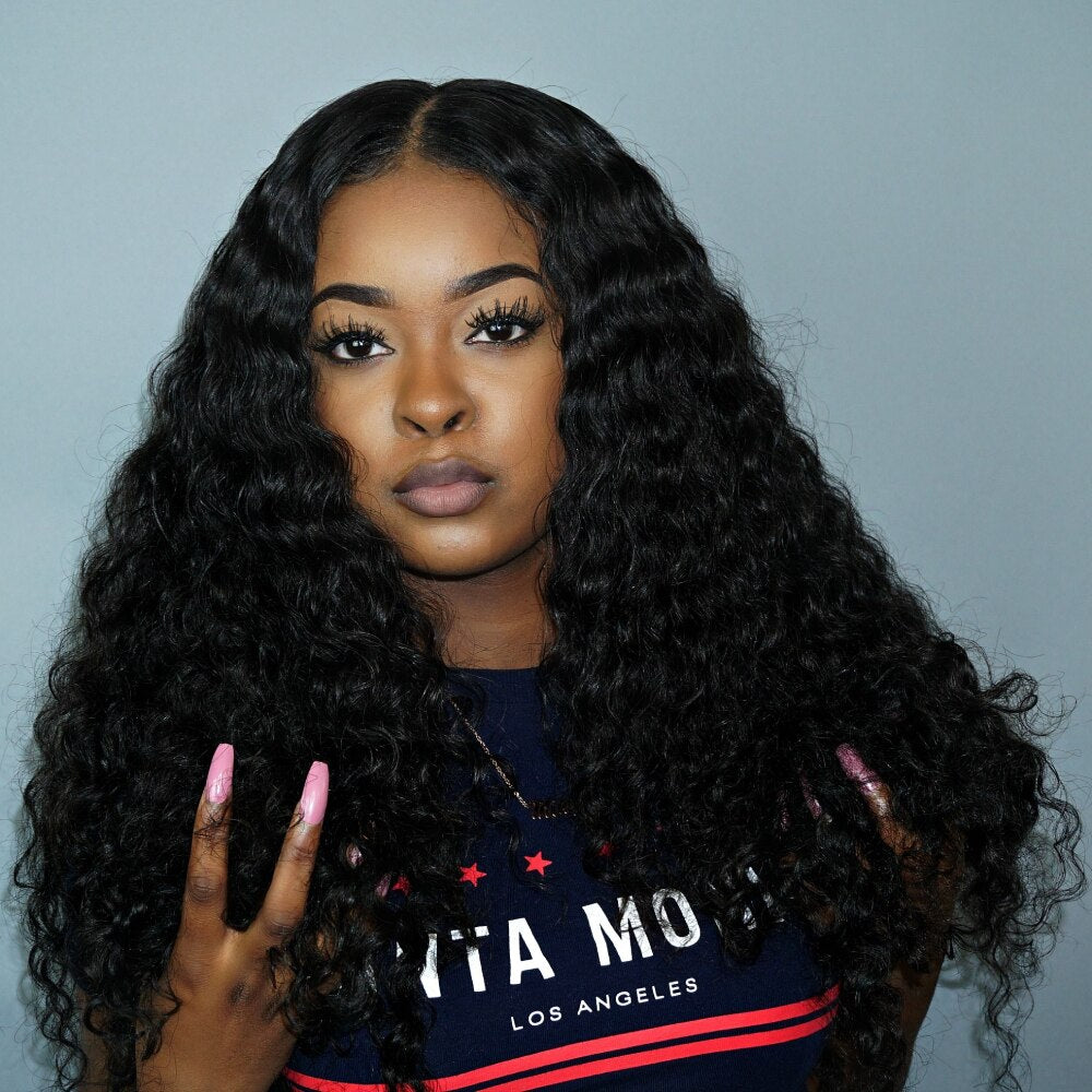 Perruque Lace Frontal Wig Deep Wave naturelle, Cheveux humains, avec Closure, 13x4, 4x4, bon marché, en promotion, avec livraison gratuite