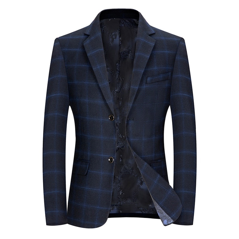 Mode nouveaux hommes décontracté Boutique affaires Plaid mince costume veste hommes simple bouton veste hommes coupe ajustée manteau manteau hommes