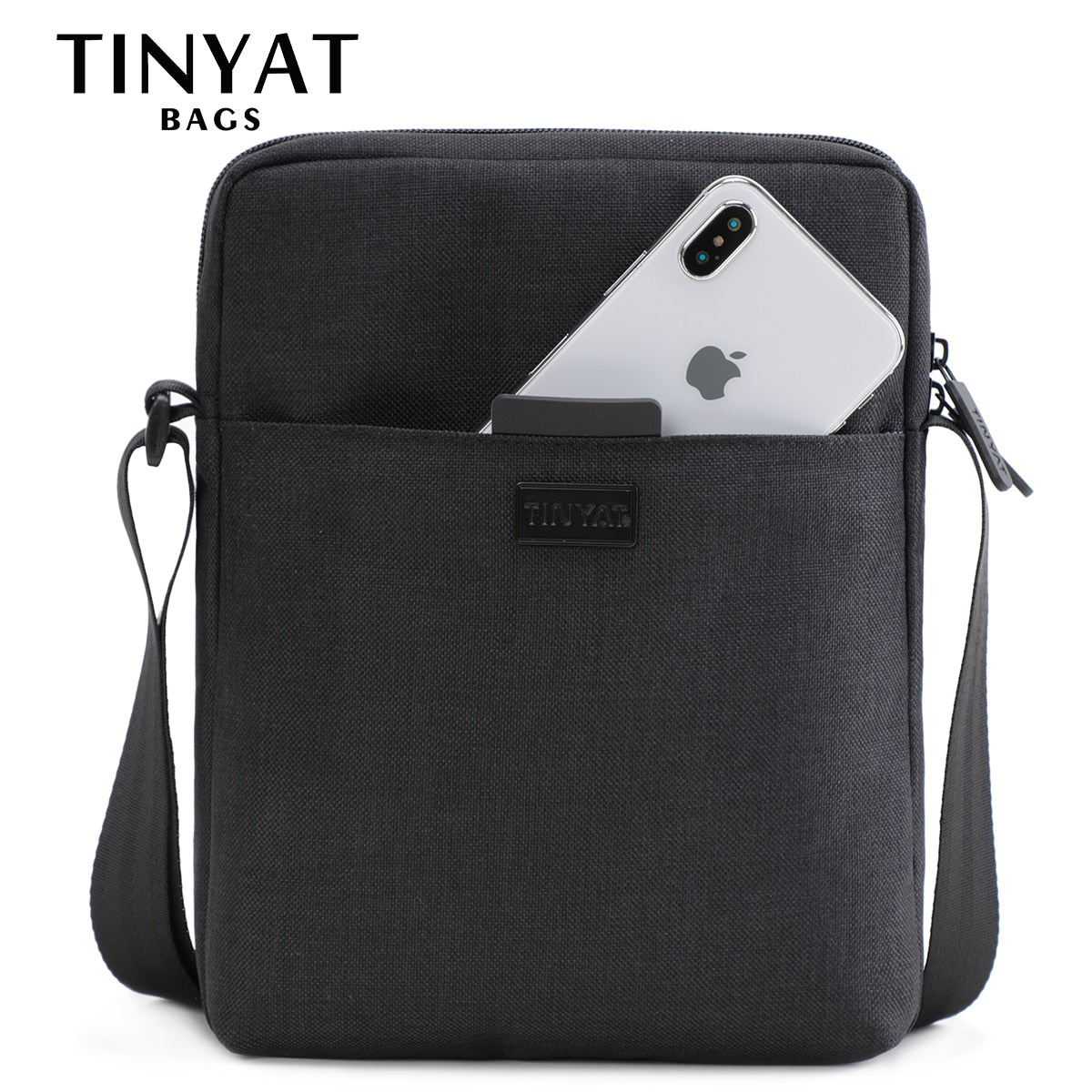 Bolsos TINYAT para hombre, bolso de lona ligero para Ipad de 7,9 pulgadas, bolsos cruzados informales, bolso de hombro de negocios impermeable para hombres, 0,13 kg