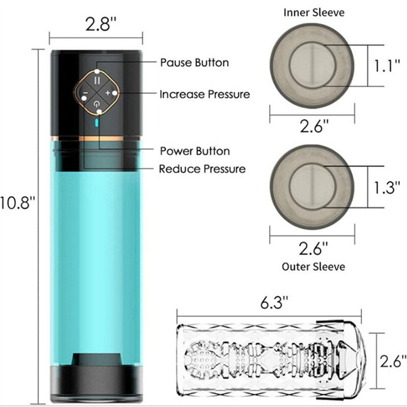 Automatic Masturbator Male Penis Enlargement Trainer Machine Vacuum Pump Cups Water Suction Sleeve Delayed Ejaculation With Spa