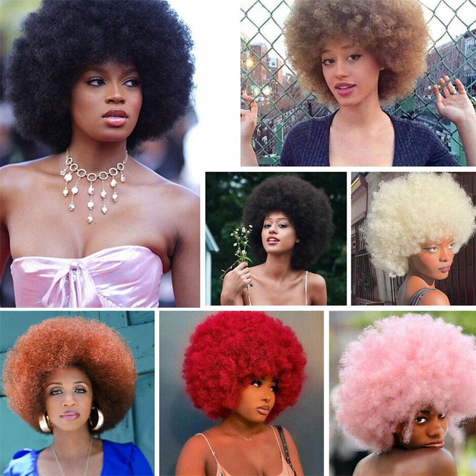 Women's Short Afro Kinky Curly Hair Wigs for Black Women Large Bouncy Soft Natural Looking Premium Synthetic Hair Wigs for Women