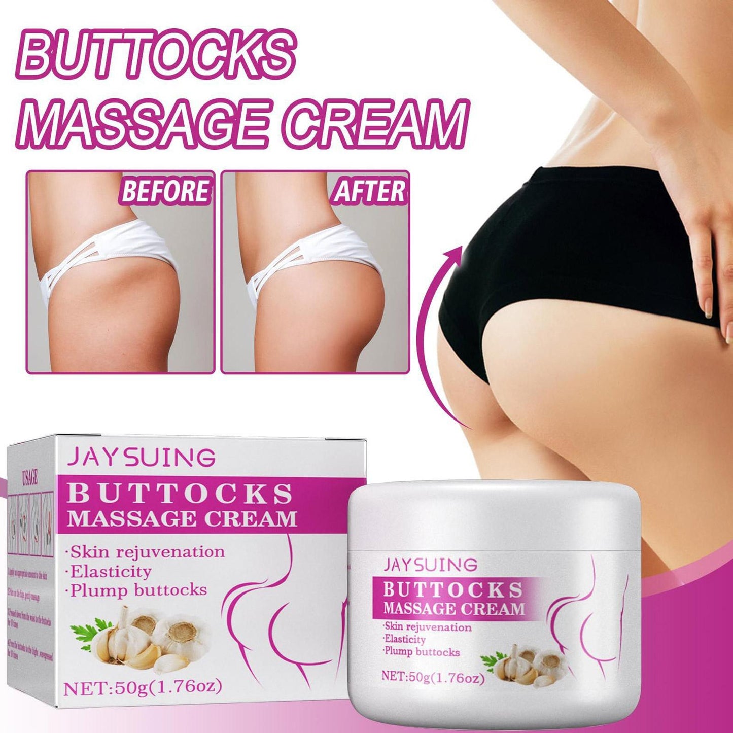 Natural Buttock Enlargement Cream Sexy Hip Butt Enlarger Enhancement Lift Up Enlarge Butt Plant Extract Effective Body Lotion