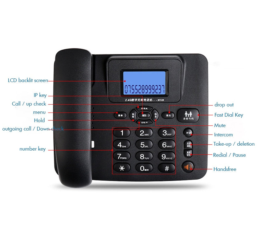 cordless Answering Machine 2.4G Corded Phone Handset  office home hotel Long Range Wireless Telephone 4 handstes table phone