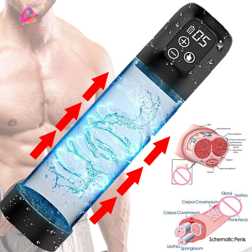 Bomba de agua eléctrica para pene, dispositivo de presión para agrandar el pene, recargable, automático, para agrandar la erección masculina