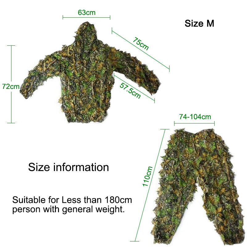 Suit Camouflage Clothes Jungle Suit FOR MEN/WOMEN CS Training Leaves Clothing Hunting Suit Pants Hooded Jacket