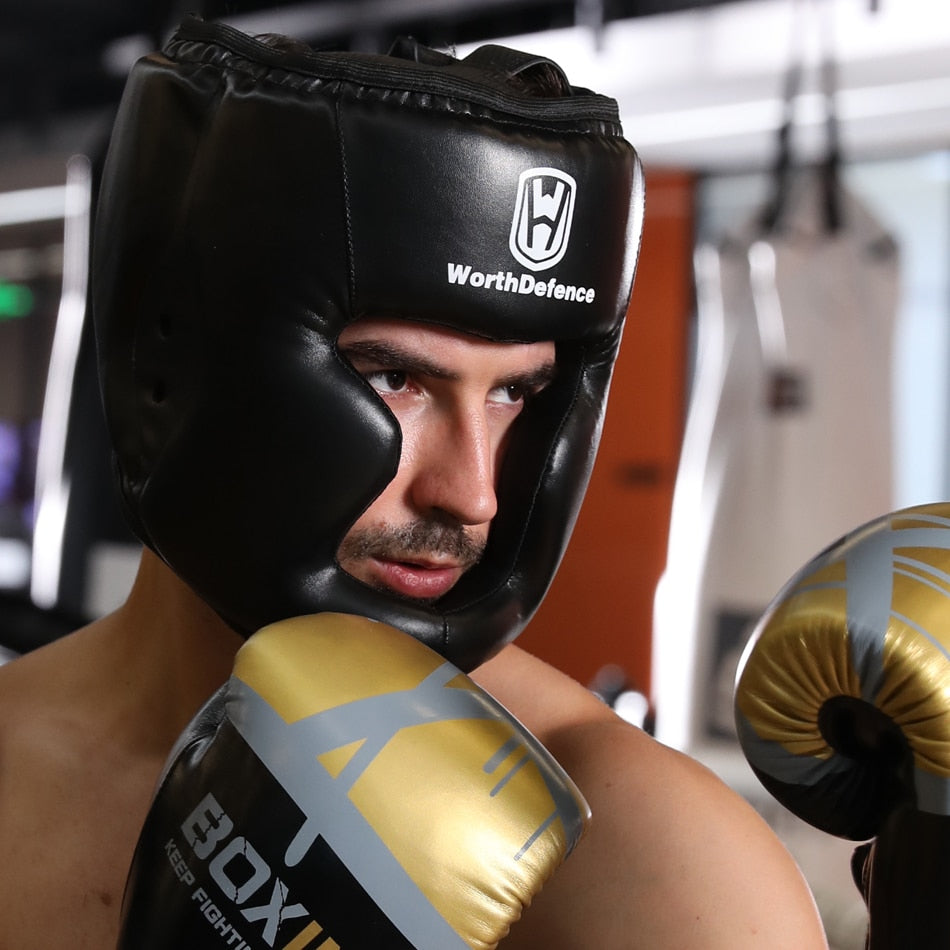 Casque De boxe pour hommes et femmes, en PU, karaté Muay Thai, Guantes De Boxeo, combat gratuit, MMA Sanda, équipement d'entraînement pour adultes et enfants