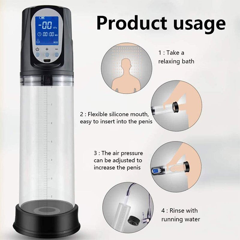 HESEKS Automatic Penis Pump Vacuum Pump Electric Usb Rechargeable Penis Enlargement Penis Extender Male Enlarger Sex Toy