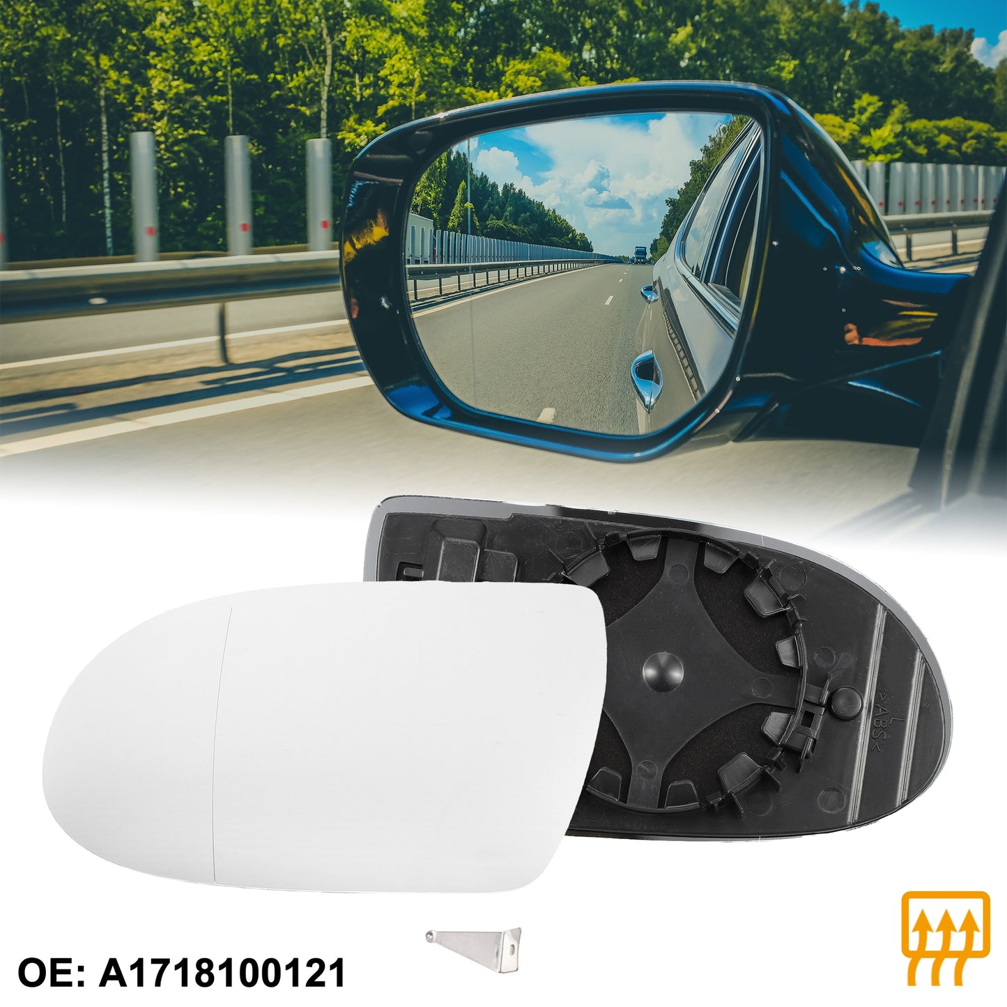 Uxcell-espejo retrovisor de coche, cristal calefactable del lado del conductor para mercedes-benz R171 R230 SL SLK, piezas de repuesto para automóviles