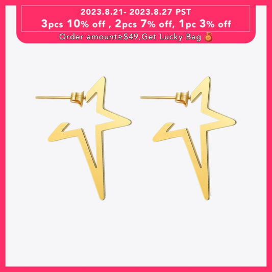 Enfashion Star Earrings Punk Stud Earring Rose Gold Color Earings Stainless Steel Earrings For Women Jewelry Wholesale