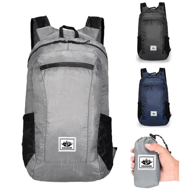 Bolsa de senderismo al aire libre, mochila portátil ligera de 20L, plegable, impermeable, ultraligera, para viajes y senderismo