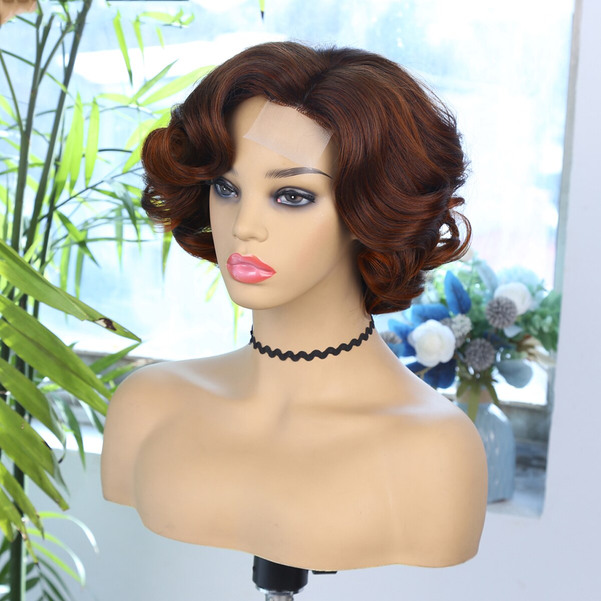 Perruque synthétique Body Wave courte de couleur marron pour femmes, perruque avec raie latérale, en vente, perruque de Cosplay à usage quotidien