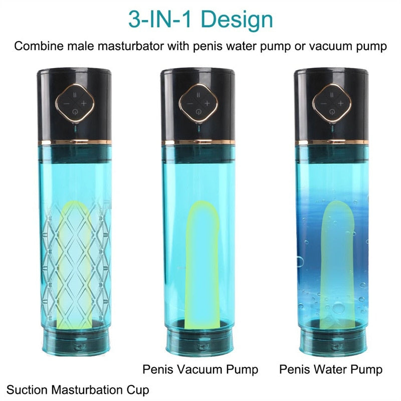 Automatic Masturbator Male Penis Enlargement Trainer Machine Vacuum Pump Cups Water Suction Sleeve Delayed Ejaculation With Spa