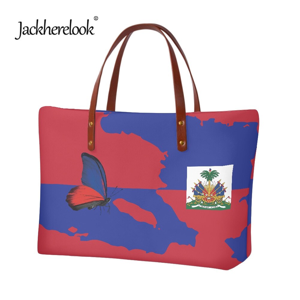 Sac fourre-tout Design papillon drapeau haïtien pour femmes, sacs à bandoulière de grande capacité pour filles, sac à main décontracté 2022