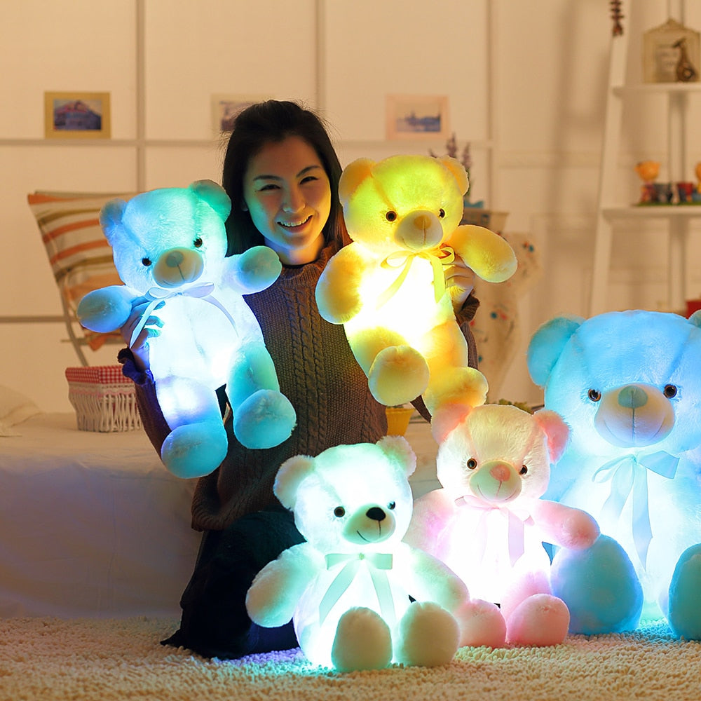 Oso de peluche luminoso y creativo con luz LED, 32-50cm, animales de peluche, oso de peluche colorido brillante, regalo de Navidad para chico