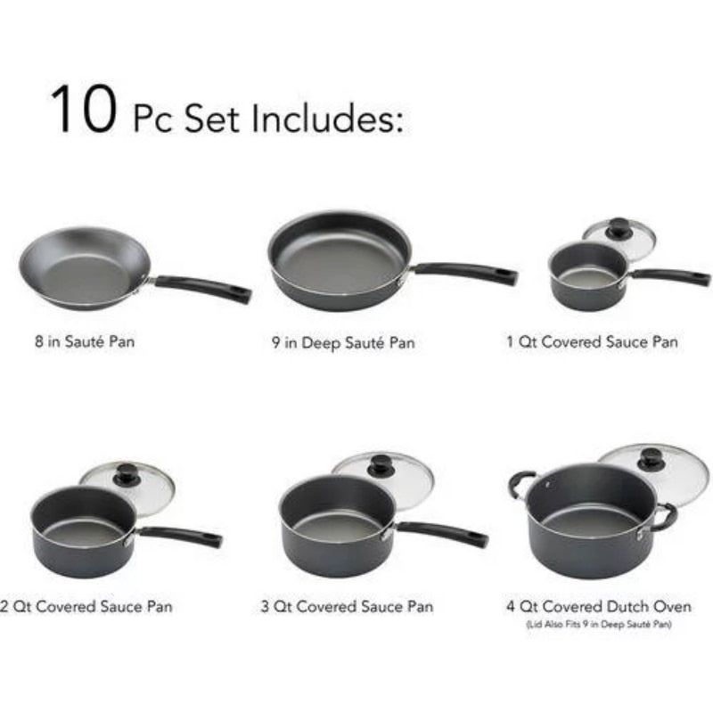 Tramontina Primaware Non-stick Cookware Set, 10 Piece cookware set pots sets for cooking  cookware