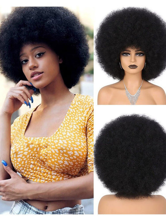 Pelucas de pelo rizado afro corto para mujeres negras, grandes, animosas, suaves, de aspecto natural, pelucas de pelo sintético de primera calidad para mujeres