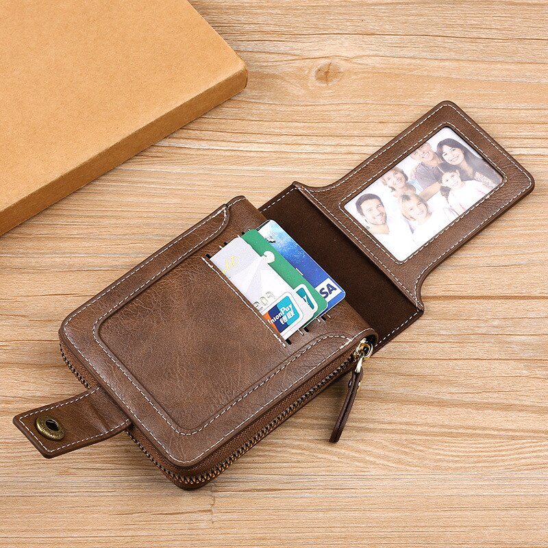 Vintage Small Men's Wallet Pu Leather Short Purse Men Hasp Zipper Clutch Solid Porte Feuille Hommes Porte Monnaie Homme