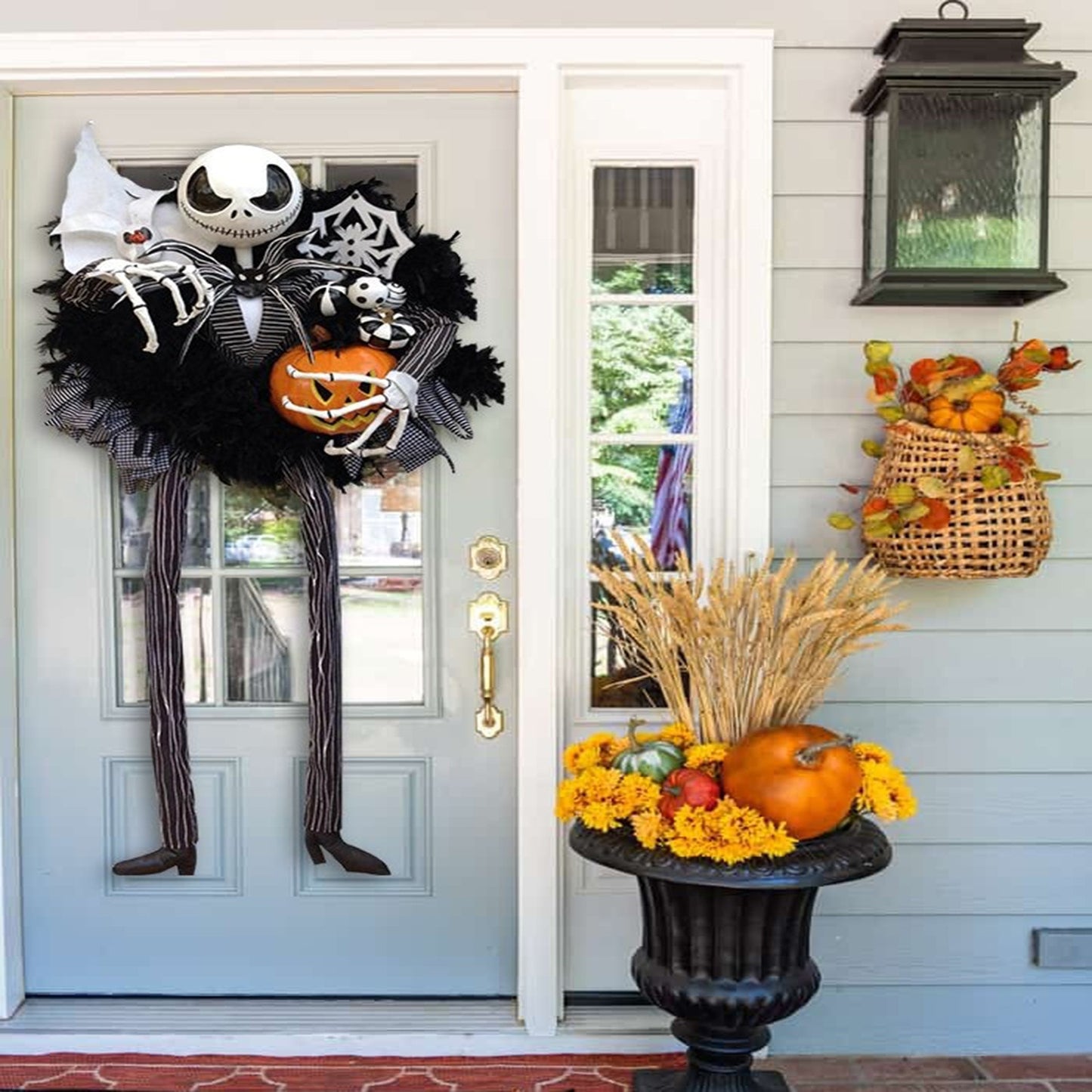 Guirnalda de calabaza aterradora para Halloween, accesorios decorativos para colgar en la puerta, fiesta navideña, esqueleto de terror