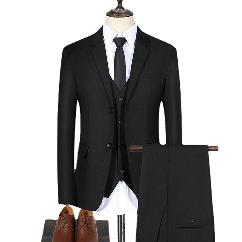 Costume 3 pièces pour hommes, blazer élégant, 2 ensembles de luxe, gilet d'affaires de mariage, pantalon, manteaux bleus, vestes formelles coréennes, livraison gratuite, 2022