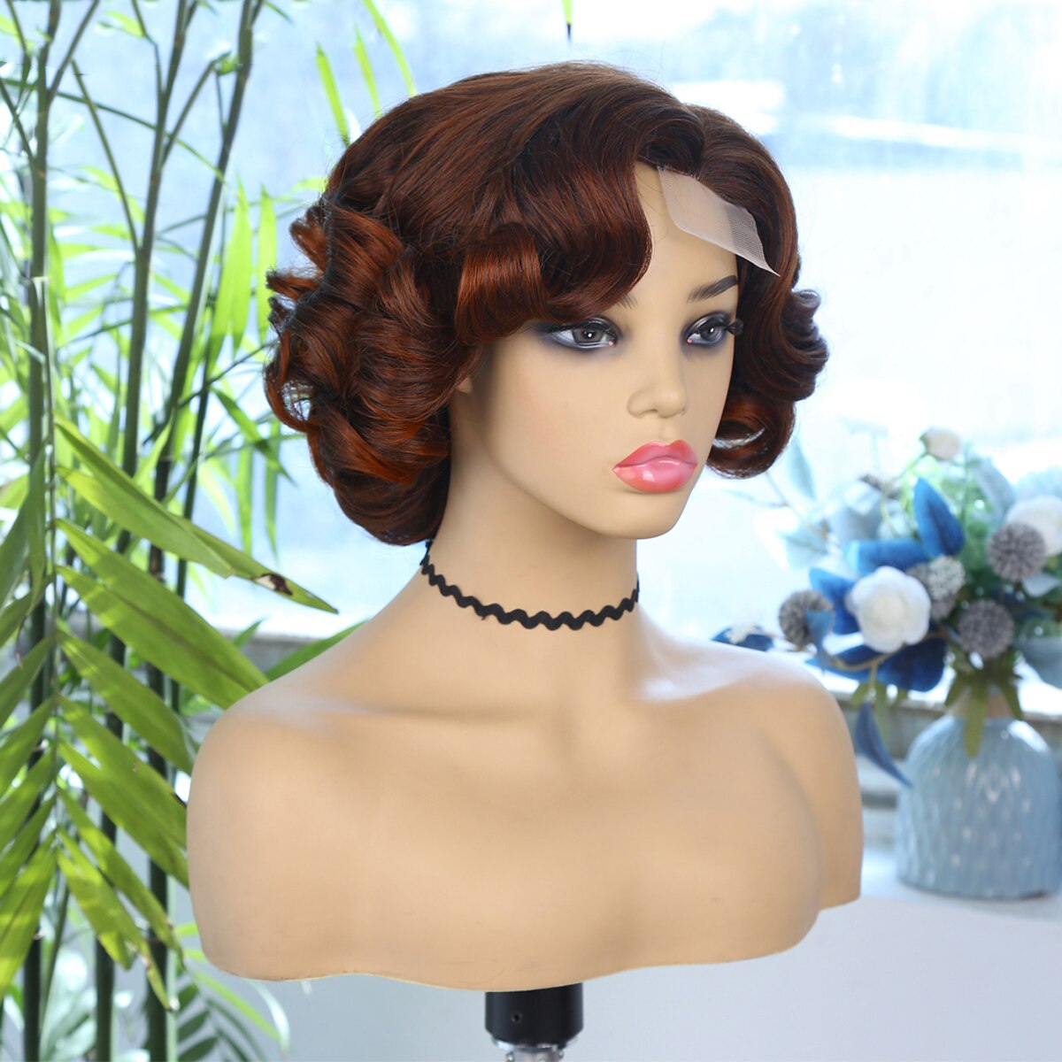 Perruque synthétique Body Wave courte de couleur marron pour femmes, perruque avec raie latérale, en vente, perruque de Cosplay à usage quotidien