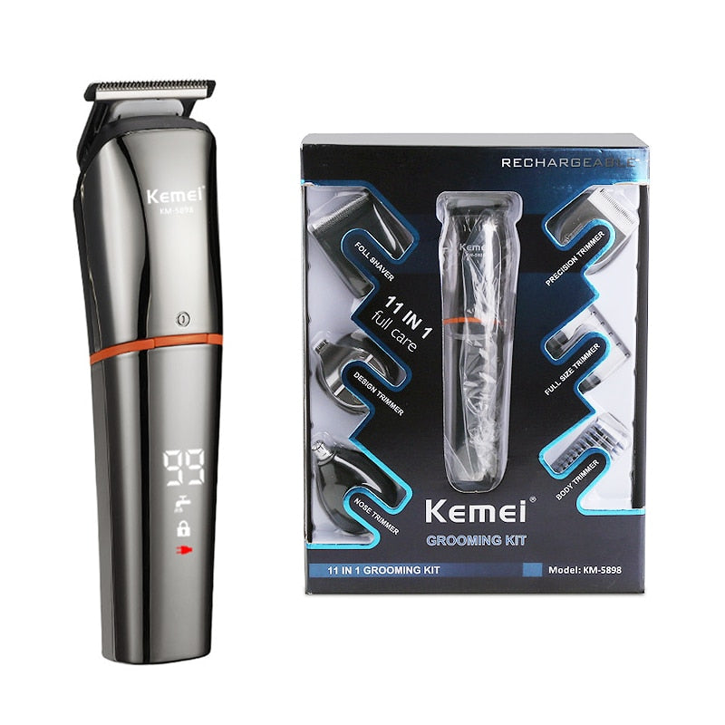 Cortadora de pelo eléctrica KEMEI, pantalla LED para hombres, cortadora de pelo profesional, máquina de corte de barba recargable con carga USB