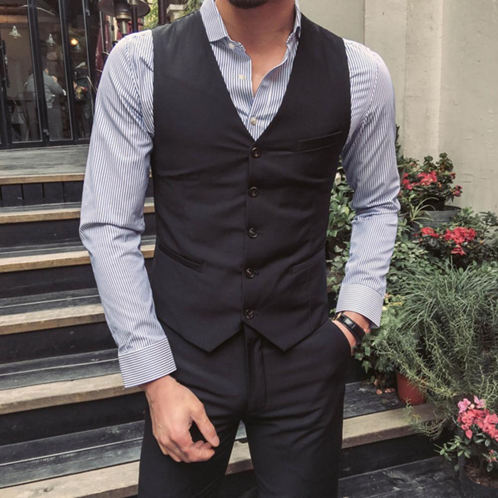 Chaleco para hombre, traje, abrigo, pantalones, abrigo Formal de negocios para novio, conjunto de pantalones, cuello vuelto recto, traje de boda antiarrugas para novio