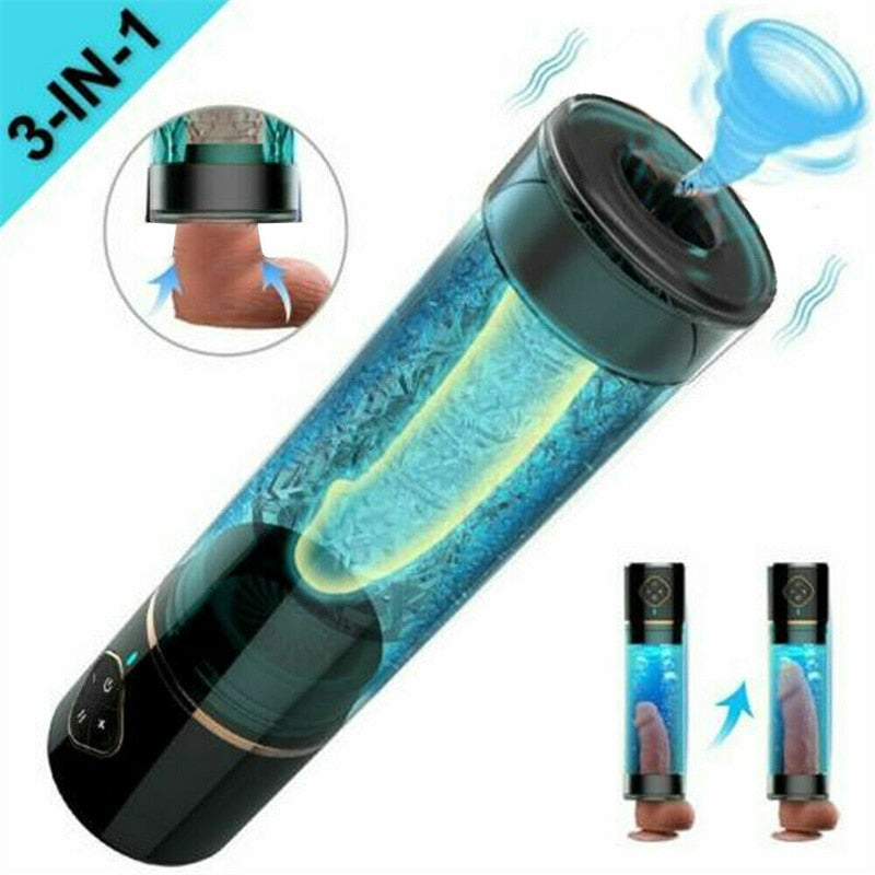 Automatic Masturbator Male Penis Enlargement Trainer Machine Vacuum Pump Cups Water Suction Sleeve Delayed Ejaculation With Spa