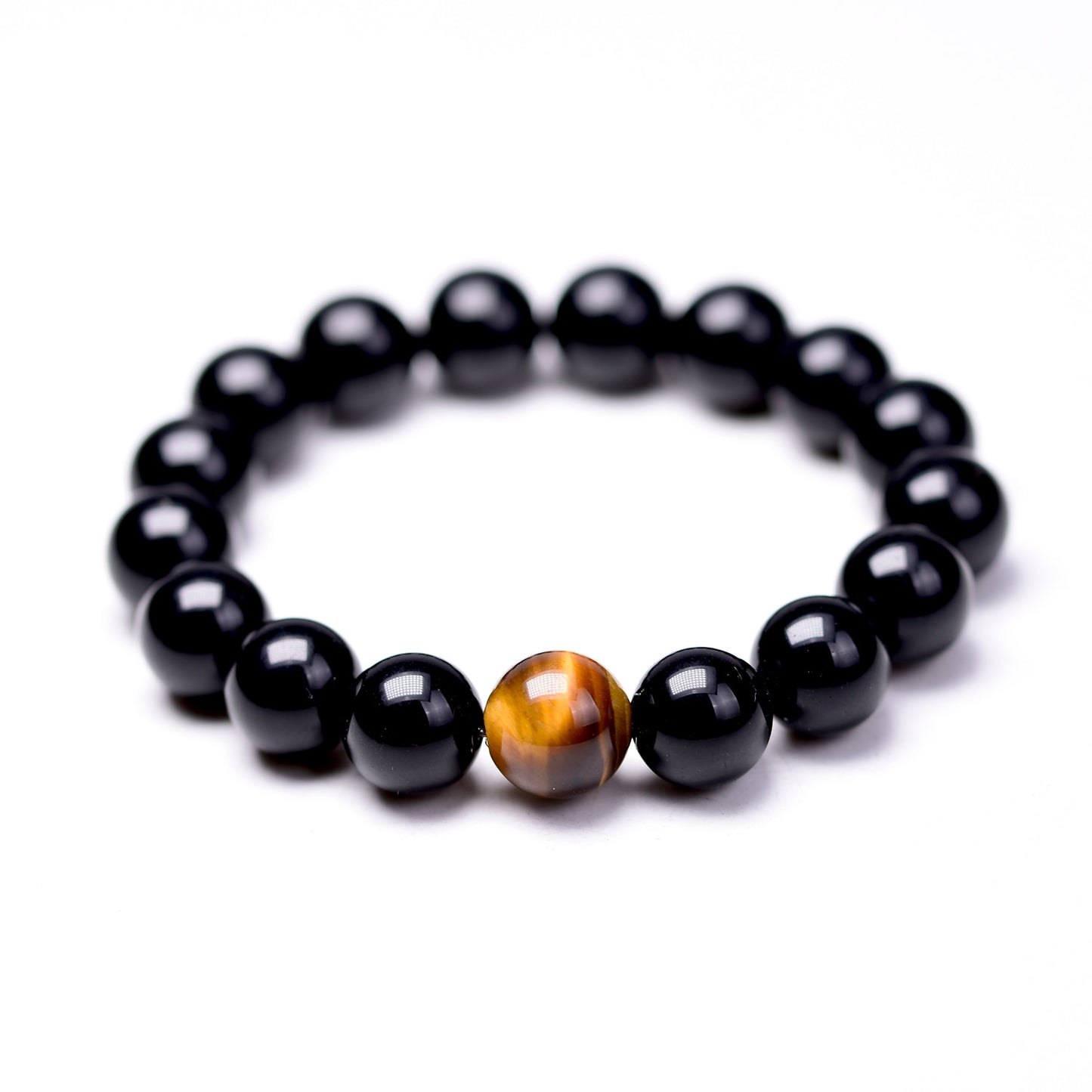 Ónix negro Natural con cuentas de piedra de ojo de tigre, pulsera de joyería para hombres, pulsera de equilibrio energético para amantes de 12 constelaciones Leo