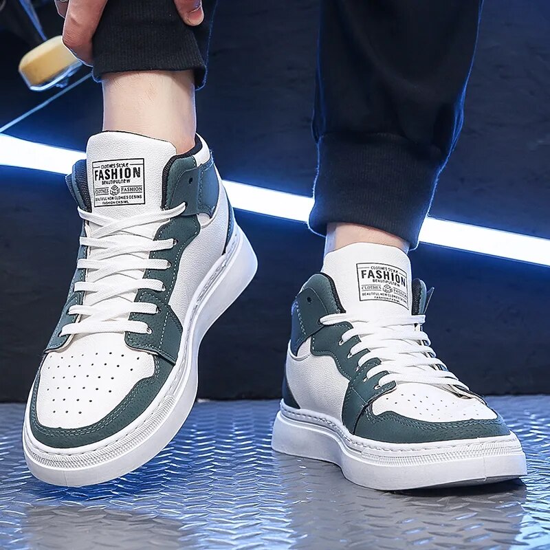 Men's High Top Sneakers New Fashion Lace Up Platform Casual Shoes for Men Trend Male Students Sports Shoes Wear-resistant Flats