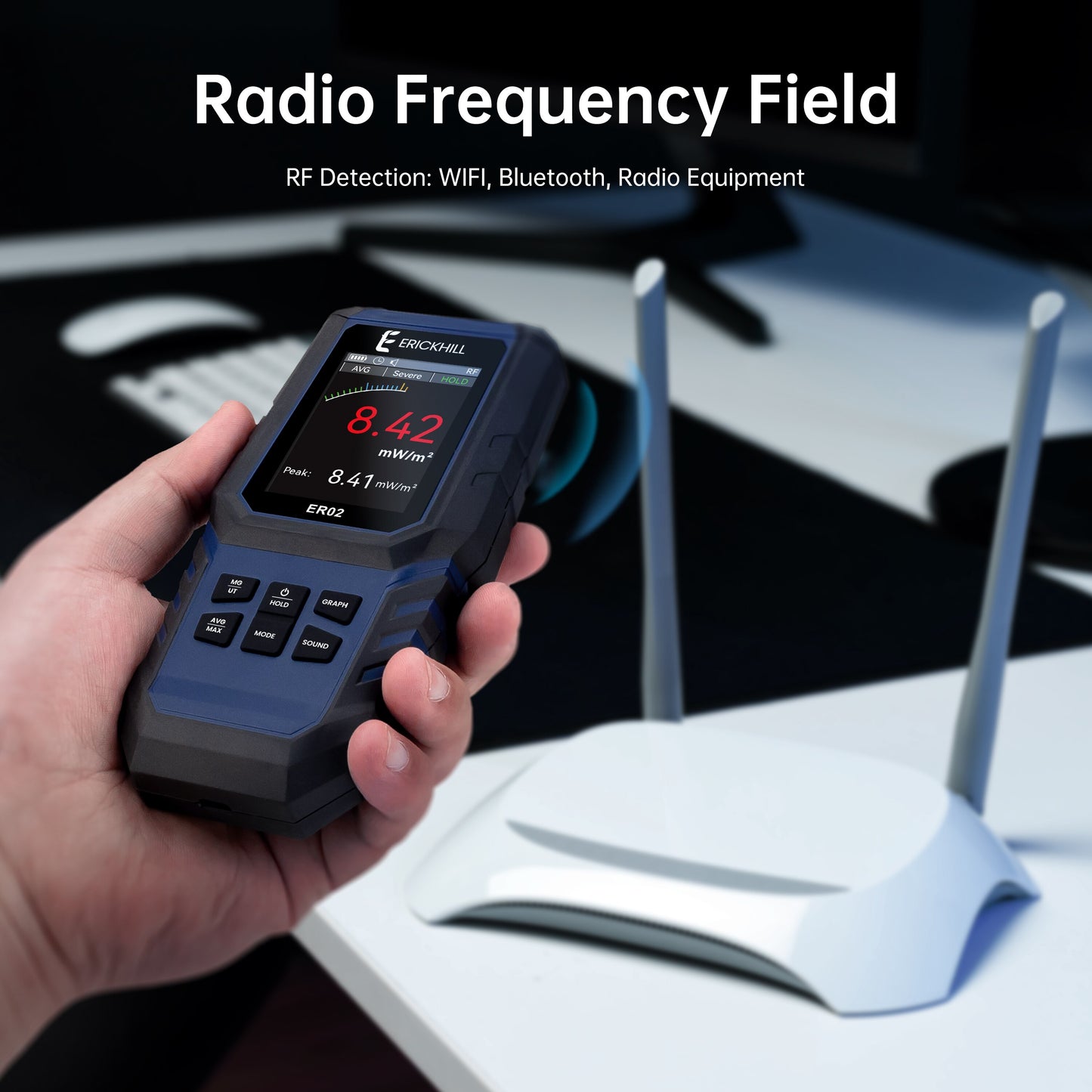 Medidor EMF, Detector de radiación de campo electromagnético, probador de campo de radiofrecuencia, dosímetro de emisión contador portátil recargable