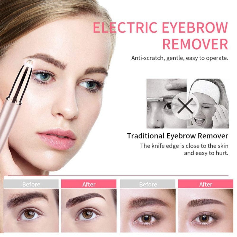 Rasoir de sourcils électrique pour femmes, crayon façonnant les yeux, épilateur pour le visage, rasoir automatique, couteau de poche