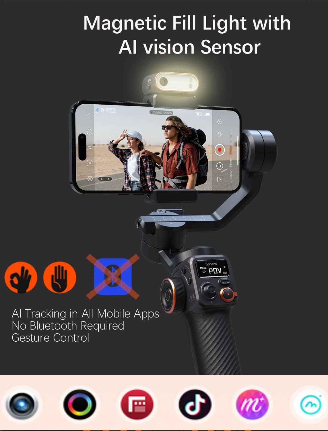 Hohem iSteady M6 iSteady X2,Smartphone Gimbal Stabilizer with Foldable Gimbal for iPhone 14/13 PRO MAX/11, Samsung, Huawei