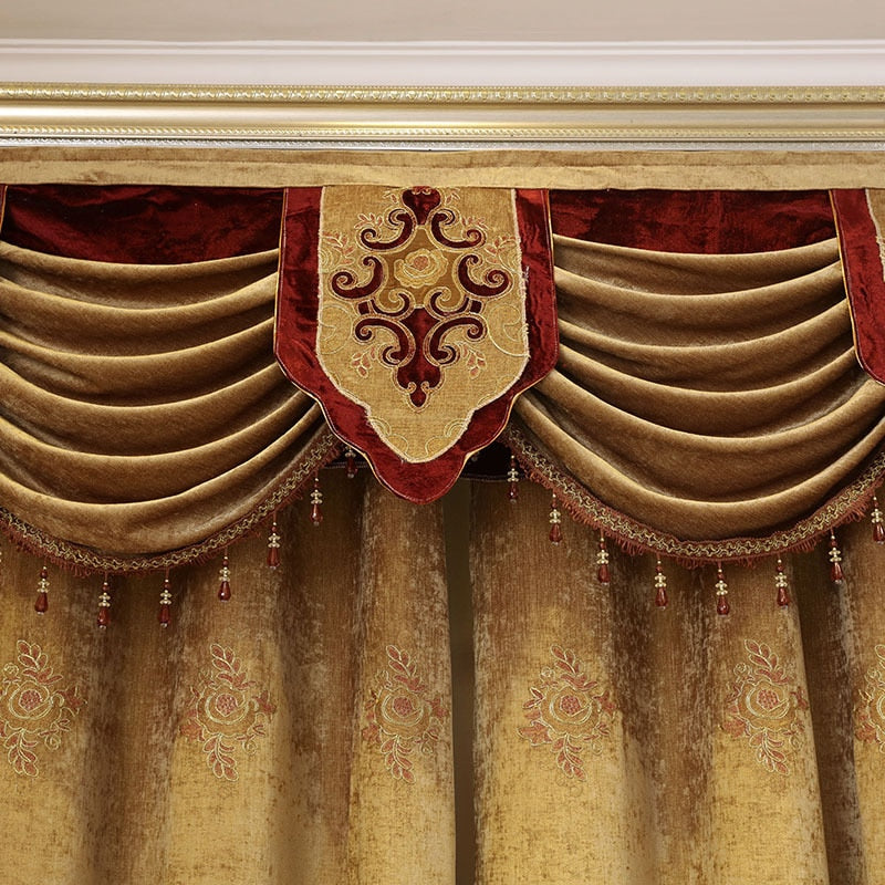 New Curtains for Living Room Style Villa Blinds Drapes Embroidery Window Door Curtains for Dining Room Bedroom Valance