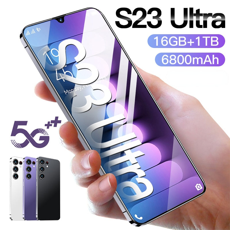 Teléfonos móviles S23 versión Ultra Global, identificación facial, teléfono inteligente de 6,8 pulgadas, 16G + 1TB, 4G, 5G, batería de 6800mAh, 48MP + 64MP