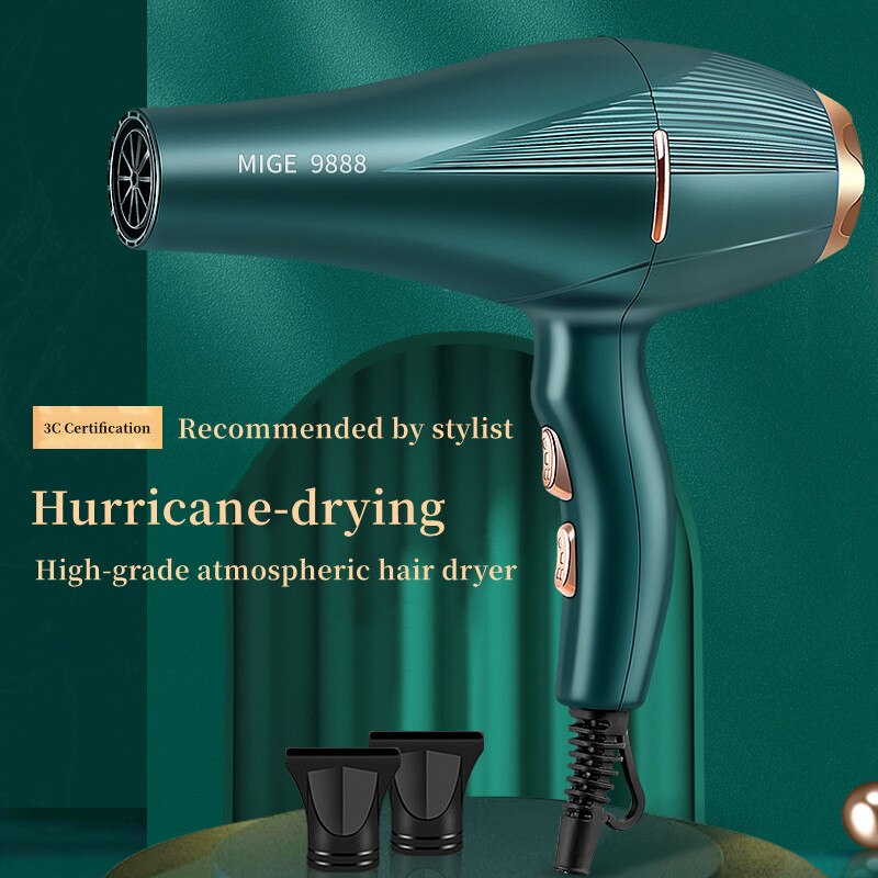 Secador de pelo profesional de alta velocidad, 2300W, potencia ultraalta, secado rápido, luz azul, silenciador de iones, recomendado para salones de belleza domésticos