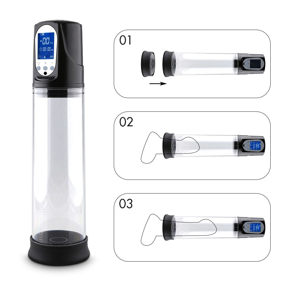 HESEKS Automatic Penis Pump Vacuum Pump Electric Usb Rechargeable Penis Enlargement Penis Extender Male Enlarger Sex Toy