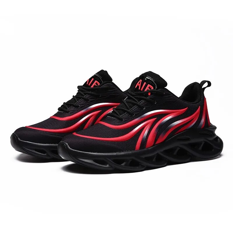 Flame Printed Sneakers Flying Weave Sports Shoes Comfortable Running Shoes Outdoor Men Athletic Shoes