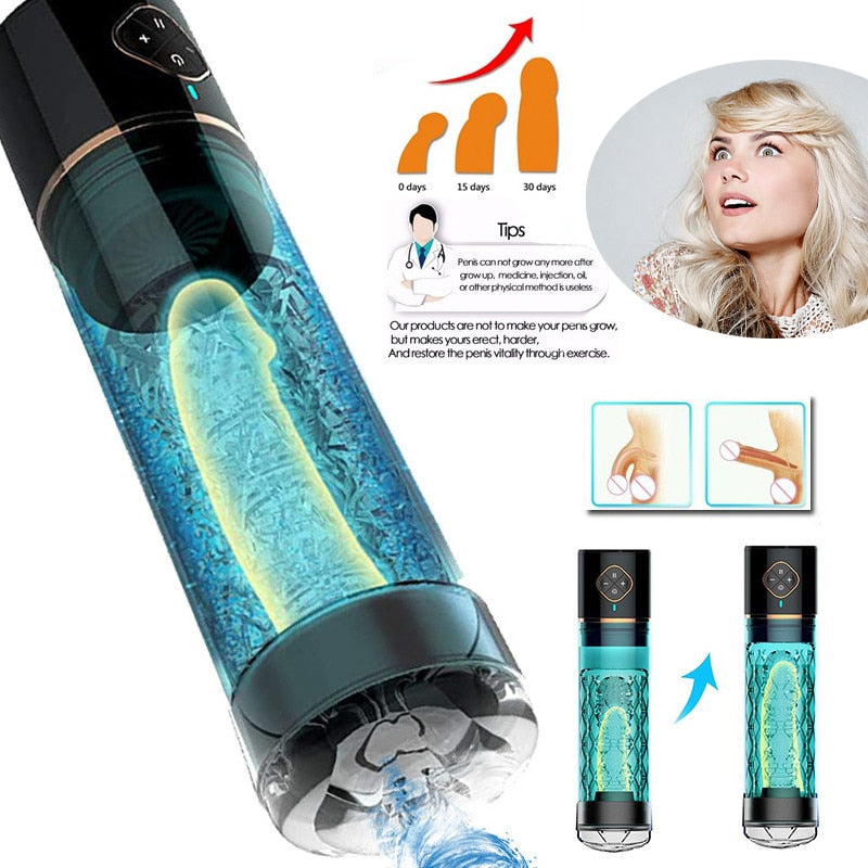 Automatic Masturbator Male Penis Enlargement Trainer Machine Vacuum Pump Cups Water Suction Sleeve Delayed Ejaculation With Spa