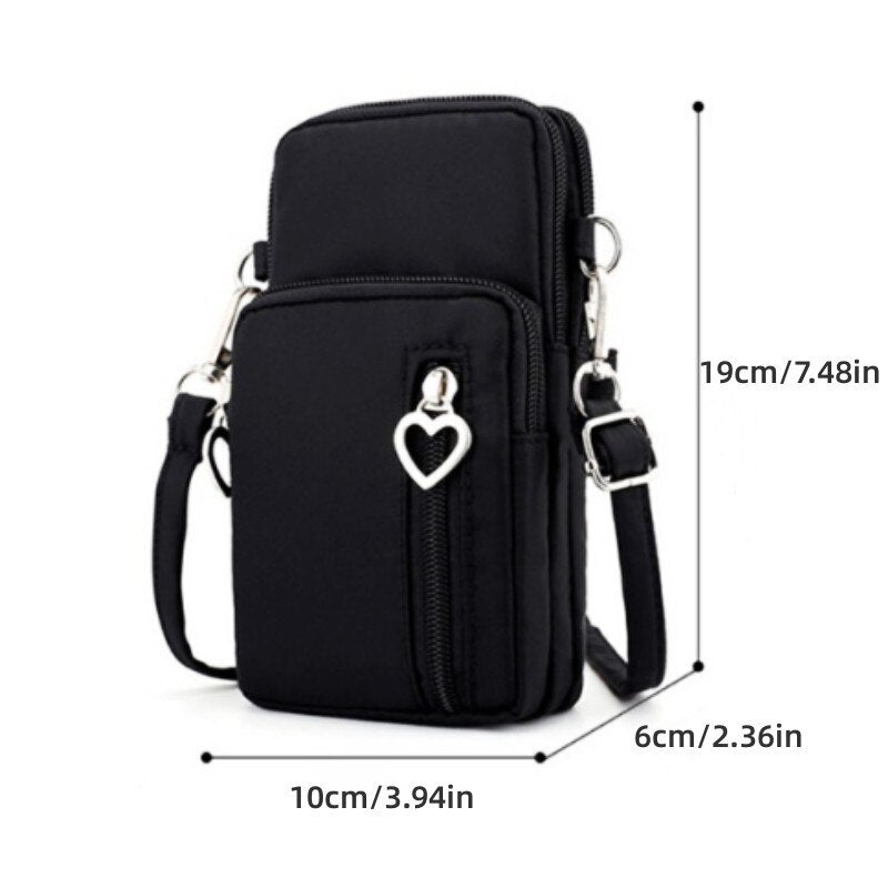 Sac nouveau téléphone portable femme trois couches Mini épaule messager poignet changement clé stockage bras sac