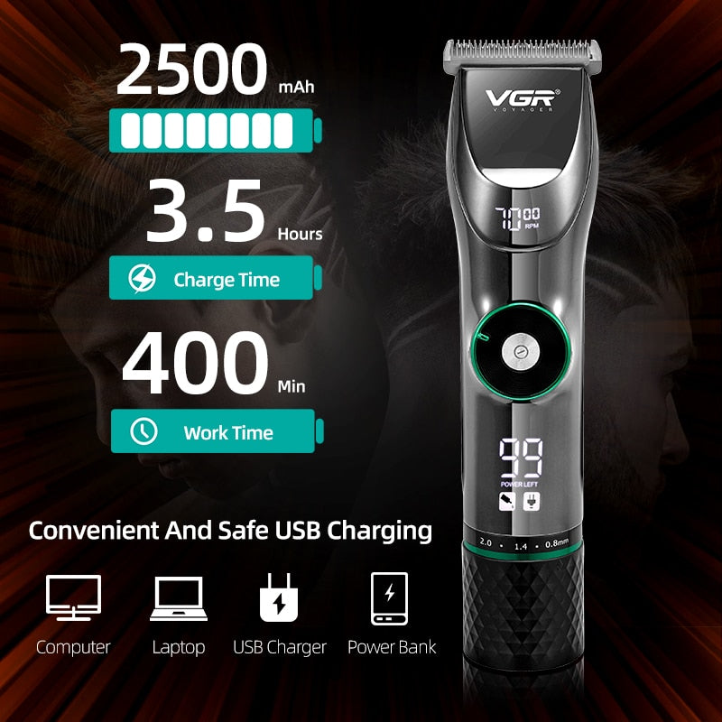 Tondeuse à cheveux pour hommes, tondeuse professionnelle sans fil, Rechargeable, Kit de coupe de cheveux, salon de coiffure, tondeuse à forte puissance