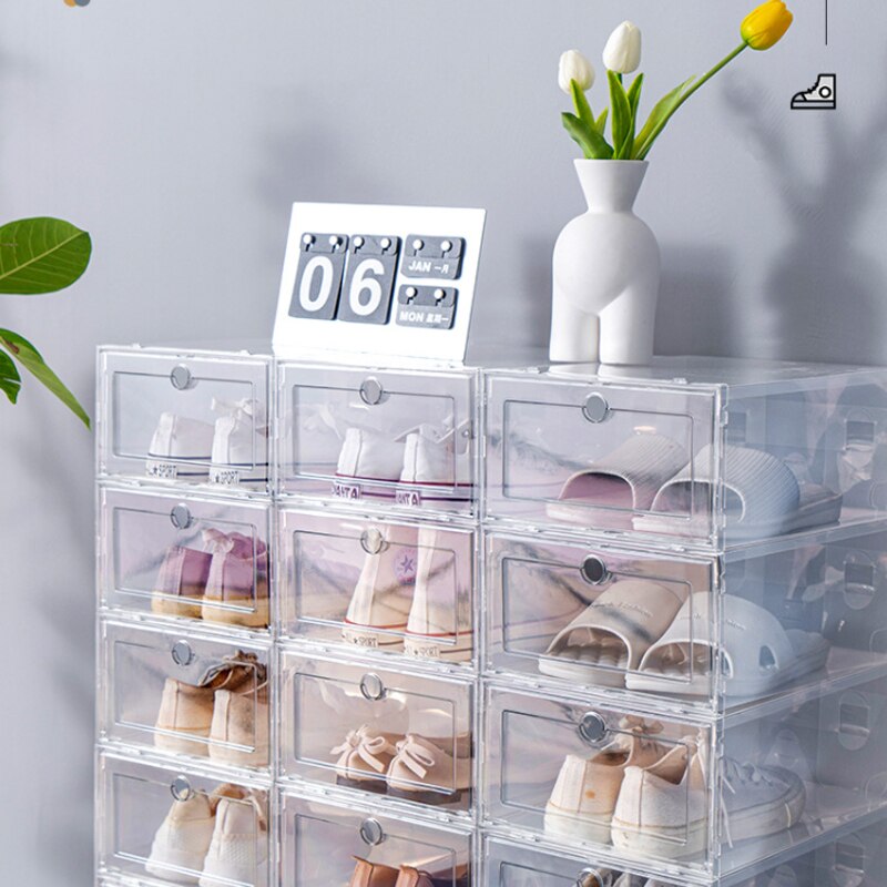 Plastic Shoes Case Box Transparent slippers sneakers storage shoes box Home Closet Organizer Case Dustproof Shelf Stack Shoesbox