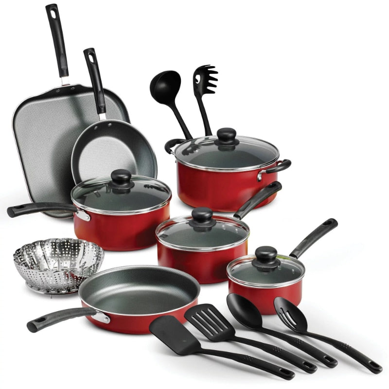 Tramontina Primaware Batterie de cuisine antiadhésive 18 pièces, batterie de cuisine gris acier, ensemble de casseroles et poêles