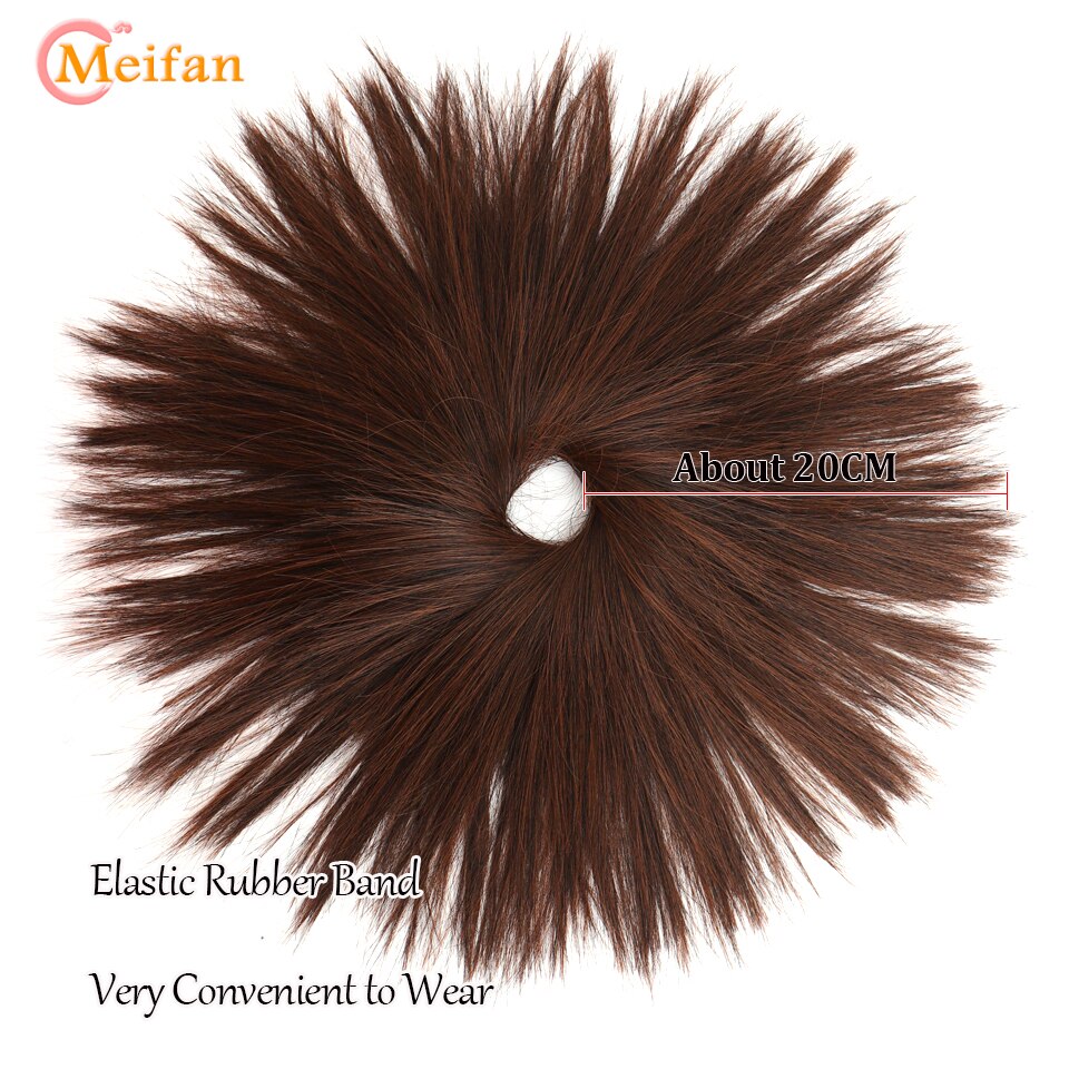 MEIFAN synthétique désordre cheveux raides Chignon Extensions bande élastique moelleux cheveux Chignon Scrunchy Wrap Updo faux postiche pour femmes