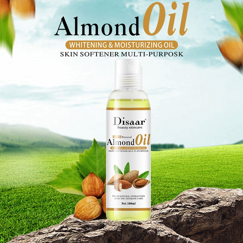 Aceite de almendras orgánico Natural de 100ml, aceite facial antiarrugas, aceite de masaje relajante, aceite reafirmante para la piel, productos para el cuidado de la piel