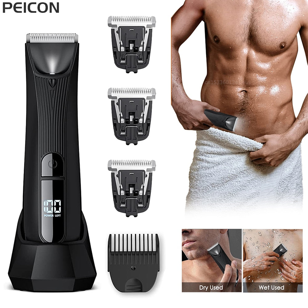 Recortador corporal para hombres, depiladora indolora, afeitadora recargable para áreas sensibles, Bikini, depiladora eléctrica IPX7, recortador de vello corporal