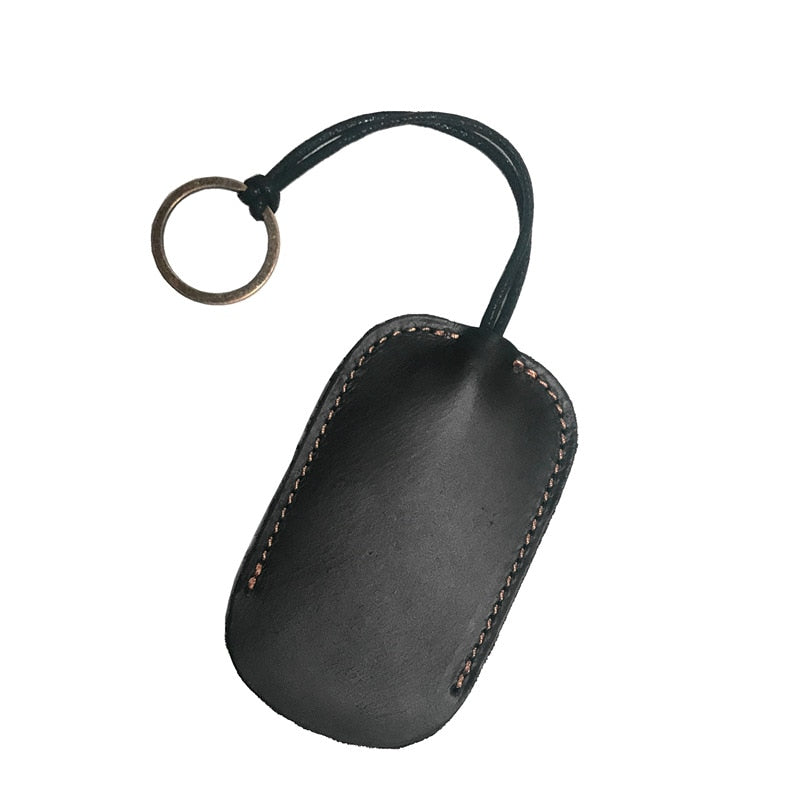 Genuine Leather Elastic Key Holder Retro Cow Leather Pouch Retractable Keychain Holder Case Bag