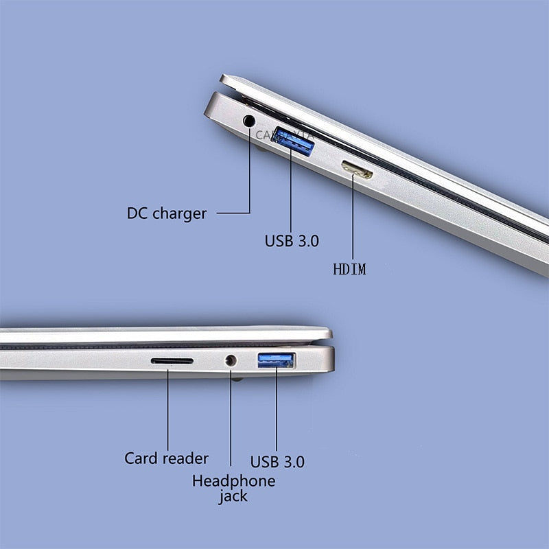 QMDZ 8G DDR4 14.1 pouces Intel Quad Core ordinateur portable Ram 8G ROM 128 256 512GB SSD Windows 10 11 Pro pas cher étudiant ordinateur portable J4105