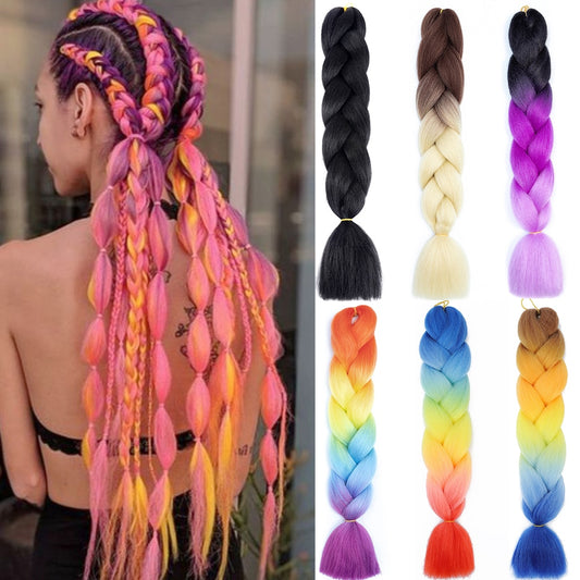 Trenzas Yaki sintéticas de 24 ", cabello trenzado kanekalon Ombre, extensión de cabello trenzado Jumbo para mujeres, cientos de colores, cabello DIY