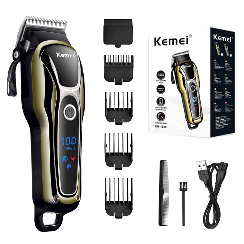 Kemei 2023 nouvelle tondeuse à cheveux électrique, tondeuse Rechargeable, rasoir électrique pour hommes avec écran LCD, tondeuse à barbe sans fil.