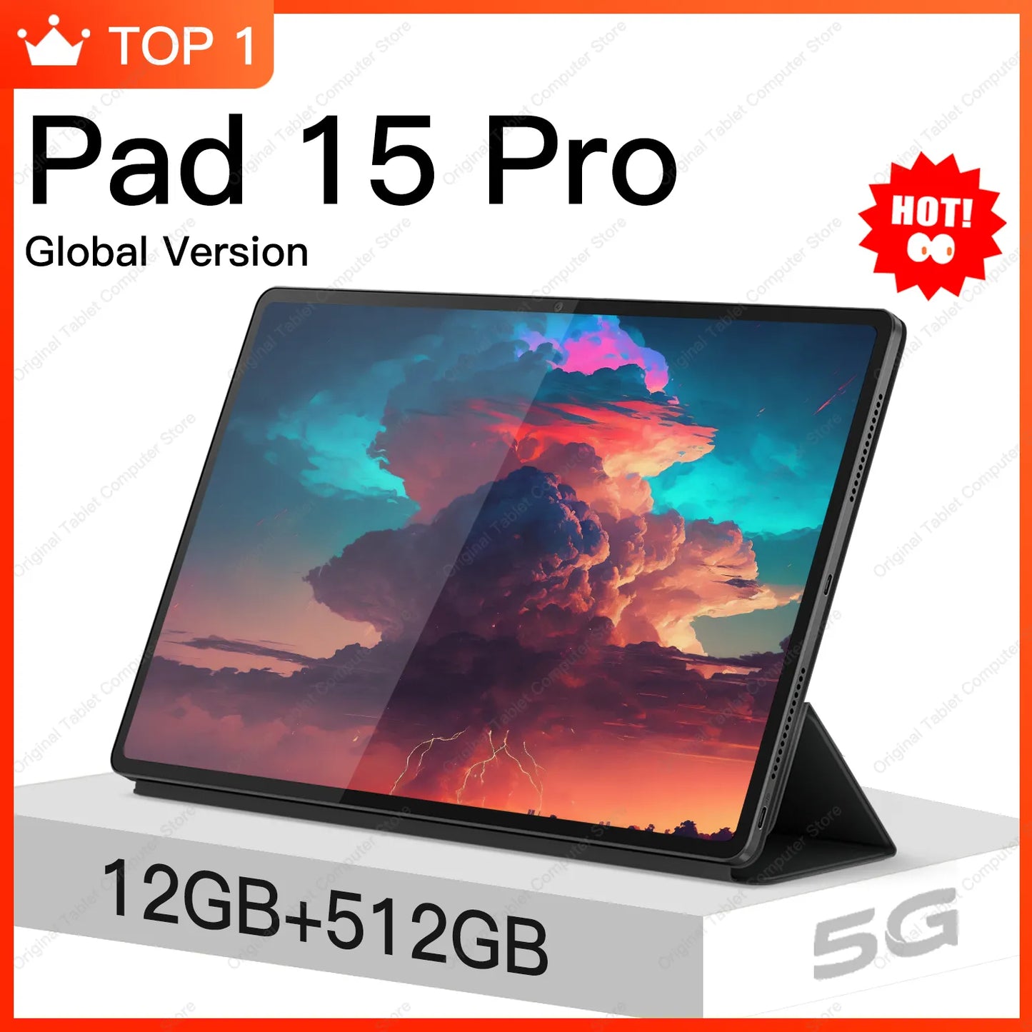 Tableta Pad 15 Pro Android 12 versión Global 12GB 512GB Helio P60 Tablet PC 5G tarjeta SIM dual WIFI HD 4K Pad 8800mAh Netbook 10 pulgadas